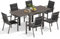 Devoko Gartenmöbel Set 6 Personen,6+1 Aluminium Tisch und Stühle Set Balkonmöbel, 6 Stapelbare Gartenstühle und 1 80/160 cm Dehnbarer Gartentisch,Terassen möbelsets außen Lounge, Braun