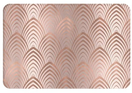 YOFIEN Tapis de Salle de Bain, paillasson d'intérieur Lavable et antidérapant, Motif Coquillages, Rose, cuivre, Gris, Art déco, 61 x 40 cm
