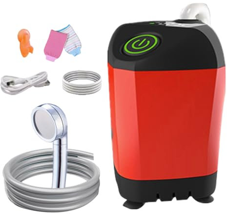 Alcachofa de Ducha para Exteriores, Impermeable, portátil, con visualización de Temperatura, Kit de baño eléctrico para Senderismo, mochileros, Limpieza de Mascotas
