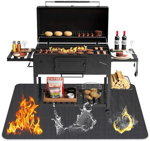 Tapis de barbecue ignifuge - 100 x 180 cm - Pliable - Résistant à la chaleur jusqu'à 2000 °C - Tapis de barbecue d'extérieur pour barbecue, sol, pelouse et camping