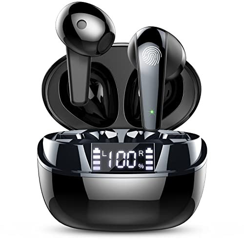 Cuffie Bluetooth, Auricolari Bluetooth 5.3 HiFi Stereo, 47 Ore LED Cuffie Wireless Cancellazione Rumore, Cuffie Senza Filo Ricarica Rapida USB-C, Cuffiette Bluetooth IP7 Impermeabile Cuffie in ear