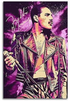 ZHAOART Queen-Poster Freddie Mercury, Poster für Zimmer, ästhetisch, dekoratives Gemälde, Leinwand, Wandkunst, Wohnheim, Bürodekoration, Geschenk, 30 x 45 cm, ungerahmt, 5