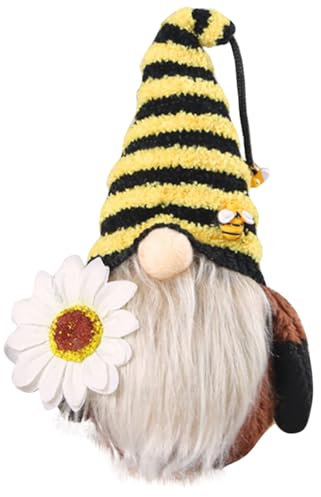 Bienen Wichtel, Stehende Niedliche Frühling Bee Wichtel mit Teleskop Lange Beine, Bee Puppe Zwerg Dekorationen, Handgefertigte Plüschpuppen, Sommer Sonnenblume Deko für Home Farmhouse