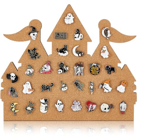BENECREAT Schloss Pinnwand 33x28cm Große Korktafel Aus Holz Mit Doppelflaggen Design – Broschen Präsentationstafel Für Heim Und Bürodekoration
