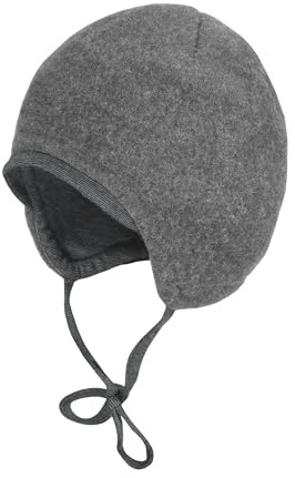 maximo GOTS Baby-Mütze,Wollfleece Jerseyfutter, Band