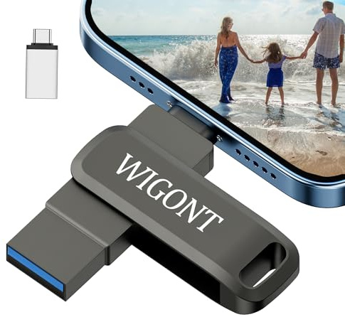 WIGONT 128 GB Speicherstick für lphone,lpad/PC und Tablet | Kommt mit Typ C Adapter,USB Stick für lphone Speicherstick Externer Speicher zum Speichern von mehr Fotos und Videos