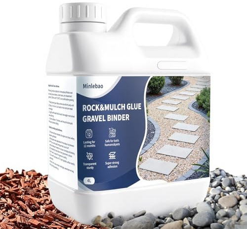 Minlebao Rock Glue,Gravel & Mulch Glue 4L - Non Toxic Rock Binder for Patios, Garden Paths, Borders & Landscaping，Fast-Drying, Pet Safe (4L)
