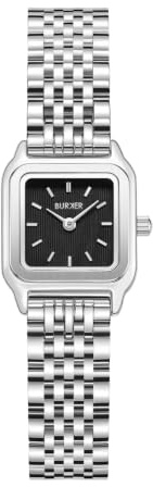BURKER Damenuhr Macy Petite | Quadratische Damen Armbanduhr Gliederarmband Edelstahl Analog Quarz 3-ATM Wasserdicht Geschenk für Frau, Freundin, Mama