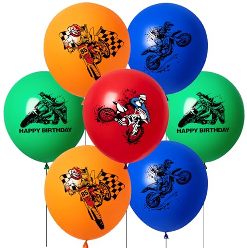 Ovanda 16 Stück Motocross Luftballons, Rennauto Geburtstag Deko Luftballon, Motorrad Deko Geburtstag Luftballons, Auto Geburtstags Deko Ballon,12 Zoll Luftballon Auto, Cars Geburtstagsdeko Junge