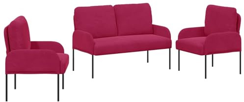 vidaXL Sofagarnituren 3 pcs Weinrot 115 x 56 x 80 cm Sperrholz, Wohnzimmer, Coole Couch, modernes Möbel, bequemer Sitz, minimalistisches Design, urbaner Stil, funktional