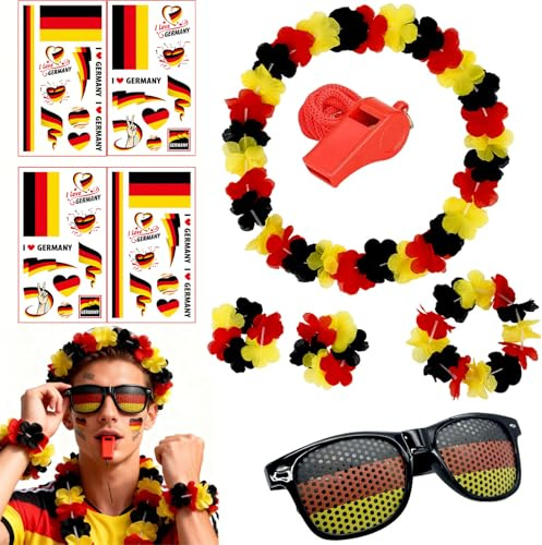 10 Stück Deutschland Fanartikel Set, Fußball WM 2026, EM Fußball Party Deko
