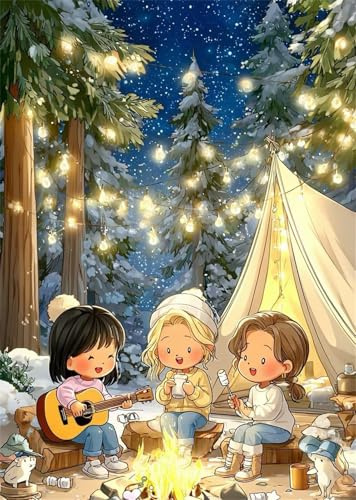 Puzzle 1500 Teile Winter Mädchen Camping 87 x 57 cm Impossible Klassische Puzzles Puzzle Erwachsene Anspruchsvoll Geschicklichkeitsspiel für die Ganze Familie