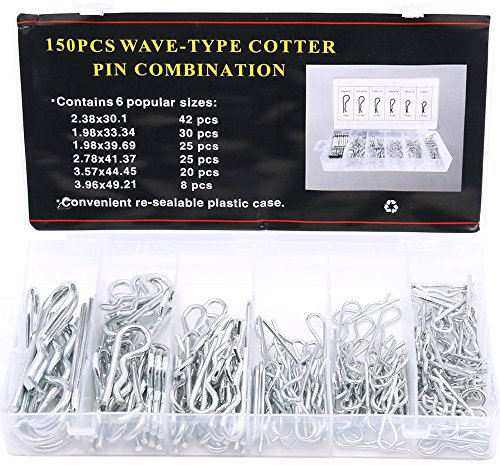 Glarks 150Pcs Heavy Duty Zinc Plated Hair Pin Cotter Pin Hitch Pin Assortment Kit