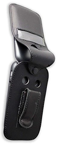 caseroxx Sac Cuir avec Clip Ceinture pour Doro 6050/6051 en Cuir veritable, Housse de Protection à Porter à la Ceinture (avec fenêtre Transparente antisalissure; Coloris Noir)