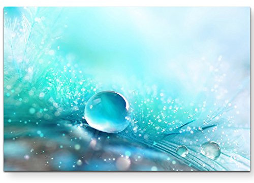 Paul Sinus Art Leinwandbilder | Bilder Leinwand 120x80cm Wassertropfen auf blauem Hintergrund