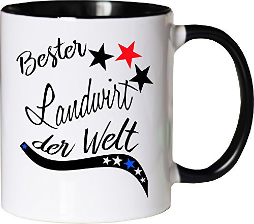Mister Merchandise Becher Tasse Bester Landwirt der Welt. Kaffee Kaffeetasse liebevoll Bedruckt Beruf Job Arbeit Weiß-Schwarz