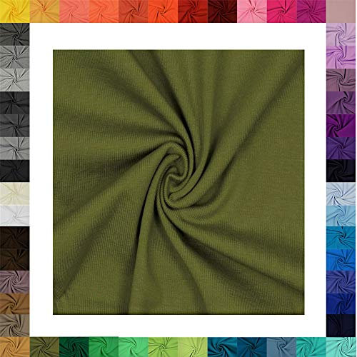 Jersey Baumwolljersey Uni Meterware, 220g/m², Öko-Tex Standard 100, 0,5 m, Stoffe, 330g/lfm (Khaki 5032)