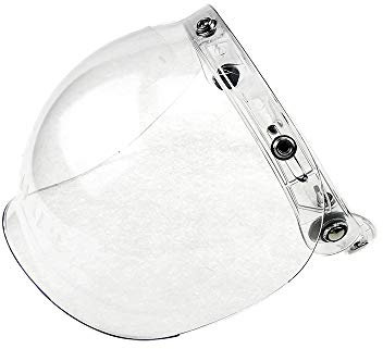 Wancar Visière à bulles rétro universelle pour casque standard à 3 boutons-pression (transparent)