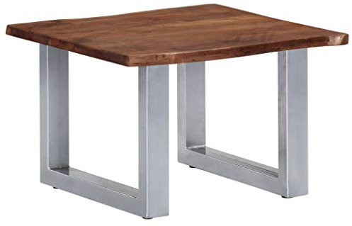 vidaXL Akazienholz Massiv Couchtisch mit lebenden Kanten Baumkante Beistelltisch Baumstamm Wohnzimmertisch Kaffeetisch Sofatisch Holztisch 60x60x40cm