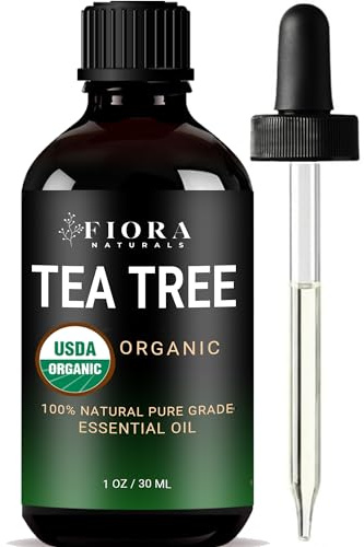 Tea Tree Oil – 100% Pure Organic Tea Tree Essential Oil for Skin, Face, Hair, Scalp, Nails, and Toenail – Therapeutic Grade Tree Tea Oil for Acne & Hair Growth – 1 fl oz - By Fiora Naturals