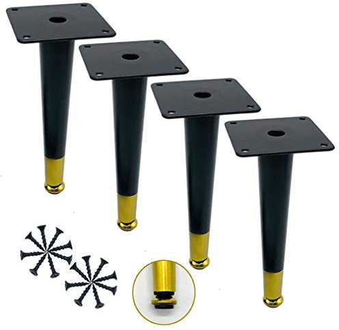 Pieds de Meubles En Métal,Pieds de Table En Conique Modernes,Pieds de Canapé Bricolage En Or Noir,Coussin de Pieds Réglables,pour Cabinet Canapé,Armoire Tv,Chaise,Table Basse