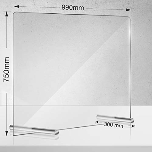 Manschin-Laserdesign Spuckschutz Acrylglas Niesschutz Spuckschutz Thekenaufsteller (990x750mm Querformat (ohne Durchreiche))