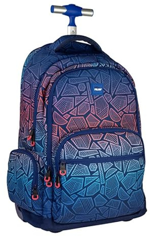 MILAN Rucksack mit Rollen 6 Reißverschlüssen (25L) Fit, blau