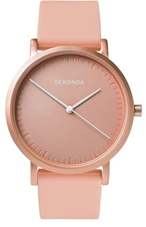 Sekonda in Colour Ladies 34mm Quartz Watch in Coral with Analogue Display, and Coral Silicone Strap 40394
