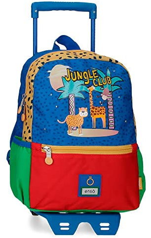 Enso Jungle Club Schulrucksack mit Trolley, mehrfarbig, 25 x 32 x 12 cm, Polyester, 9,6 l, bunt, Schulrucksack mit Trolley