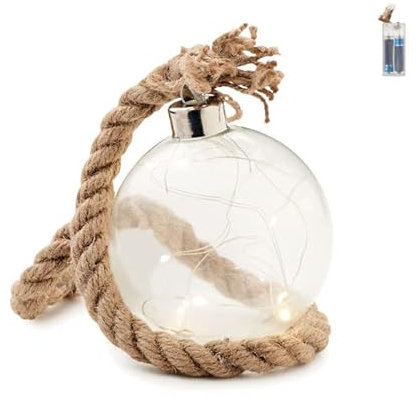 2 sfere decorative a LED a luce calda, alimentate a batteria, da appendere e da appoggiare, decorazione natalizia, sfera luminosa, diametro 8 cm, con cordoncino