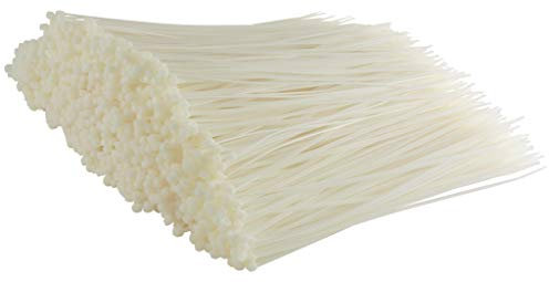 Gocableties Kabelbinder 1000 Stück Weiß/Naturfarben Transparent, 300 mm x 7,6 mm mit 54,5 kg Zugfestigkeit, extra starkes, UV Beständig Set