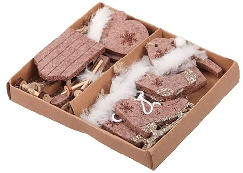 Filz Weihnachtsanhänger für Weihnachtsbaum Glitzer 10 Stück Dekor Handwerk Grün (braun)