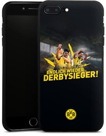 Silikon Hülle kompatibel mit Apple iPhone 7 Plus Case schwarz Handyhülle BVB Fußball Borussia Dortmund