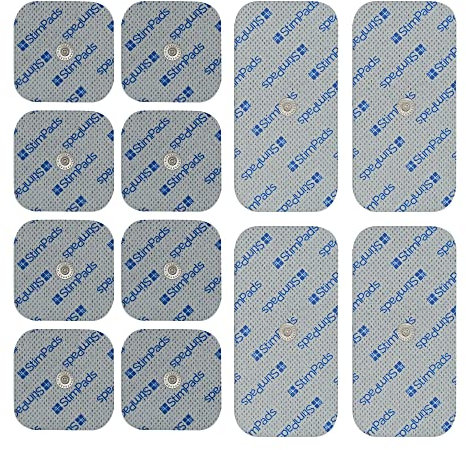 Stimpads EMS und TENS Elektroden Pads kompatibel mit Compex-Geräte - Mix 12er-Pack 50X50 und 50X100mm mit einzelnem 3,75mm Easy Snap Klebeelektroden - Zertifiziertes Medizinprodukt von Motron NV