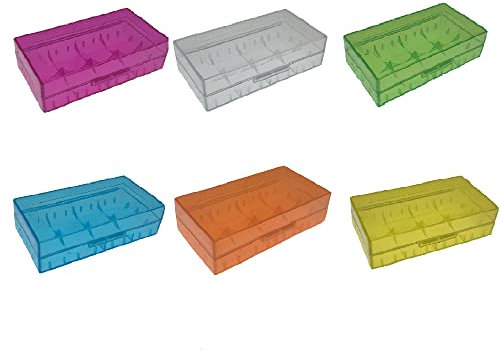 Plastic Battery Case, 6 Pack Battery Organiser Storage Box, Battery Holder Case for 18650/16340 Batteries (6 Colors)