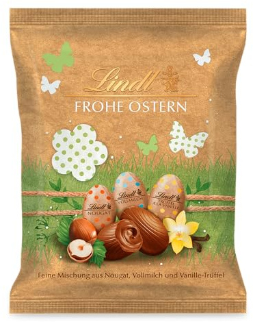 Lindt Schokolade | Mini-Eier Nature Edition | 100g | Feine Mischung aus Mini Nougat-, Vollmilch- und Vanille-Trüffel-Eiern | Osterschokolade | Perfekte Oster-Schokolade zum Teilen & Genießen
