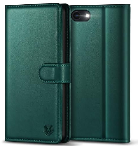 Kuafcase Case Compatible for iPhone 7, iPhone 8, iPhone SE 2022, iPhone SE 2020, 4 Card Slots Magnetic Closure Kickstand Shockproof Protective Phone Case Compatible for iPhone 7/8/SE - Green