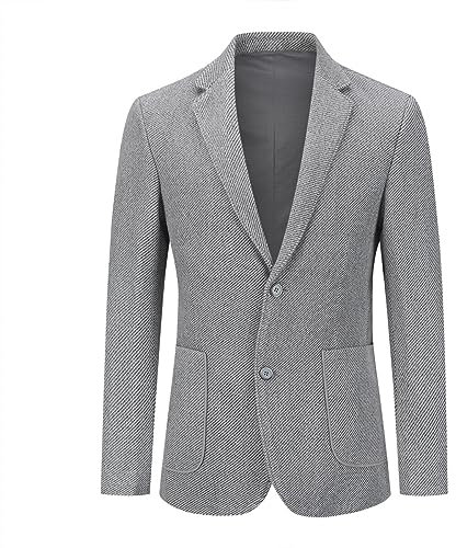 Allthemen Blazer Homme en Laine Silm Fit Veste Formel à Carreaux Deux Boutons pour l'hiver Gris L