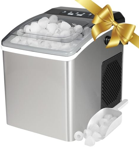 Koolatron Portable Ice Maker - 9 Ice Cubes in 6 Minutes, 2 Sizes (Nugget, Small), 12KG/24HR, Countertop, Self-Cleaning, Grey