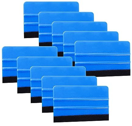 JNNJ 10Pcs Rakel aus Kunststoff mit Filzrand, Universal Filzrakel für Vinyl, Hochwertige Folien-Rakel zur Verklebung von Folie Wandtattoo Fensterfolie(Blau)
