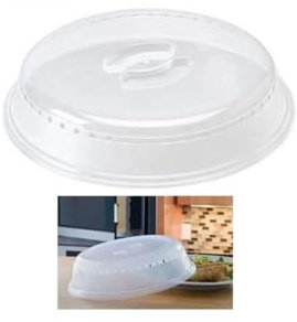 Microwave Cover For Food Plastic Splatter Covers Hot Micro Dish Plate Covering Lids Reusable Oven Safe Anti Splash Lid Fly Guard Vegetables Soup Serving Protector Dome Transparent Round Medium (2 Pc)