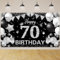 70 Geburtstag Dekoration,BTZO 70 Geburtstag Banner Schwarz Silver,Extra Große 70 Geburtstag Hintergrund Banner,70 Party Geburtstagsdeko Frau Mann