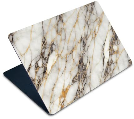 Head Case Designs Weiß, Gold Und Grau Marmor Vinyl Haut Aufkleber Abziehbild Abdeckung kompatibel mit Apple MacBook Air 15 M2 2023
