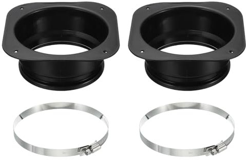 PATIKIL 5 Duct Connector Flange, 2 Pack Dryer Vent Wall Plate Square to Round Straight with Ducting Clamp for Air Heating Cooling Ventilation Exhaust Fan