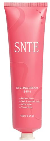 Haarstyling-Creme, 150 ml, 4-in-1-Styling-Creme für Fliegendes Haar, Glättende Creme für Glänzendes Haar, Nicht Fettende Creme zum Definieren von Locken, Haarcreme ohne Chemische Zusätze