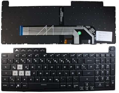Power4Laptops German Layout Backlit Black Replacement Laptop Keyboard Compatible With Asus TUF Gaming FA506QR-HN112T
