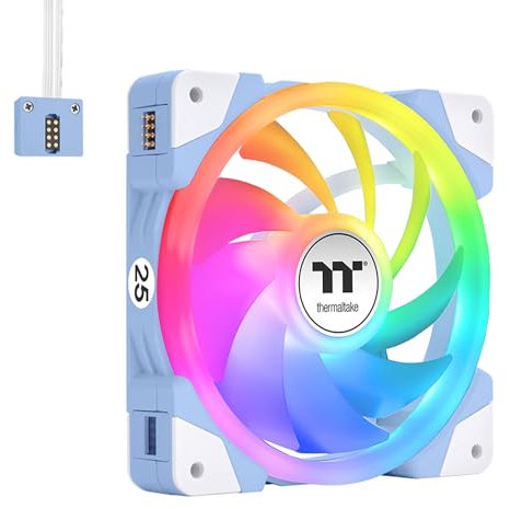 Thermaltake SWAFAN EX 12 ARGB Cooling Fan, Hydrangea Blue, 3-Fan pcak, 500~2000 RPM, Magnetic Connection, Reversable Blades, sync with MB RGB Software, CL-F183-PL12BU-A