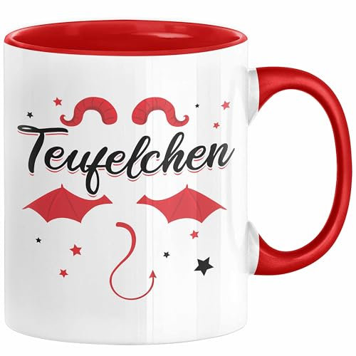 Teufelchen Tasse Geschenk für Frauen Teufel Kaffee-Becher (Rot)