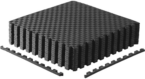 CAP Barbell Lot de 2 Tapis de Puzzle d'exercice en Mousse EVA emboîtables 1/2 | 61 x 61 x 1,27 cm | Motif Tatami – Noir