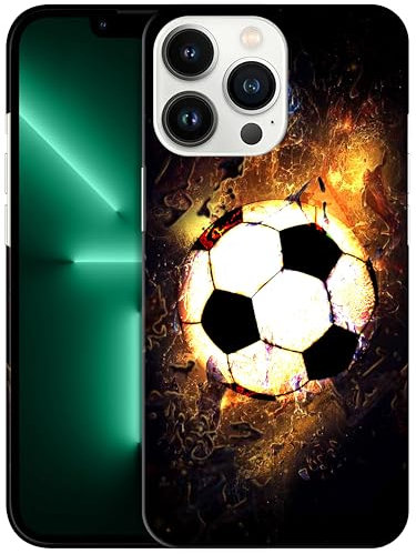 GlamCase for iPhone 13 Pro, iPhone 13 Pro Case - Soccer On Fire Design Printed Slim & Sleek Cute Plastic Hard Snap on Protective Designer Back Phone Case / Cover for iPhone 13 Pro
